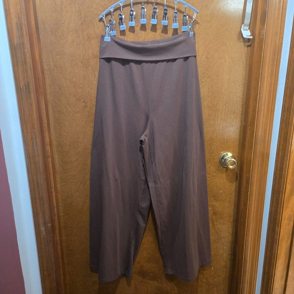 Old Navy Brown Fold Over Waistband Wide Leg Pants Leggings Size Large